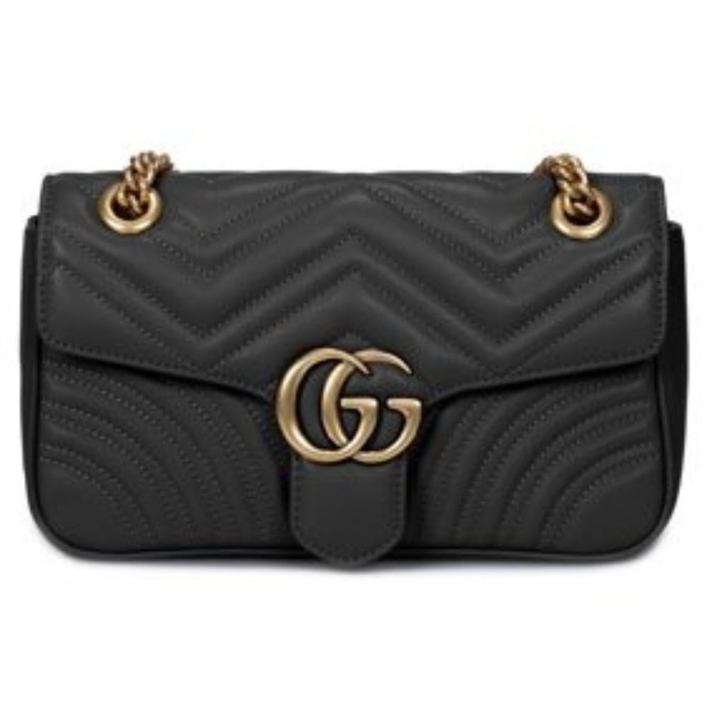 Gucci Marmont Leather Shoulder Bag in Black